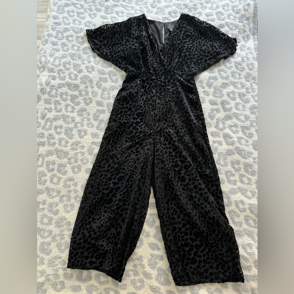 Anthropologie Greylin black velvet texture jumpsuit - Picture 1 of 4